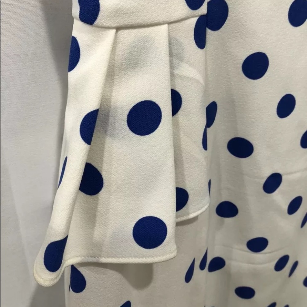 Betsey Johnson ivory and blue polka dot peplum drs - Picture 6 of 7